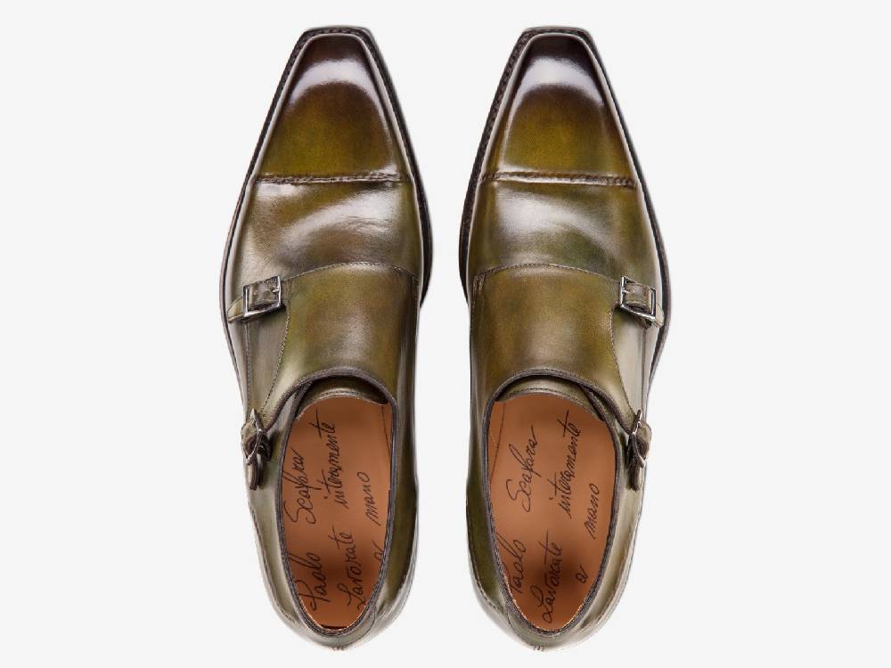 Paolo Sartori Art. 742 Monkstrap in Antiqued Bosco Leather Saldi Di Fabbrica