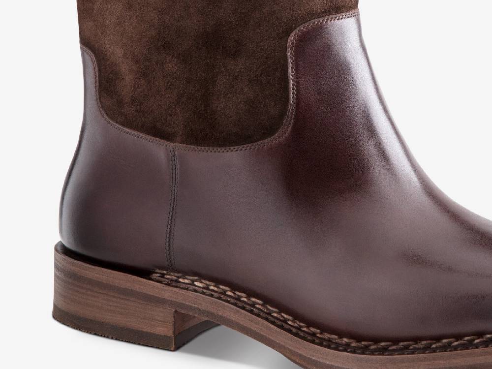 Paolo Sartori Art. 775 Boots in Suede and Antiqued Vietri Leather I Più Venduti