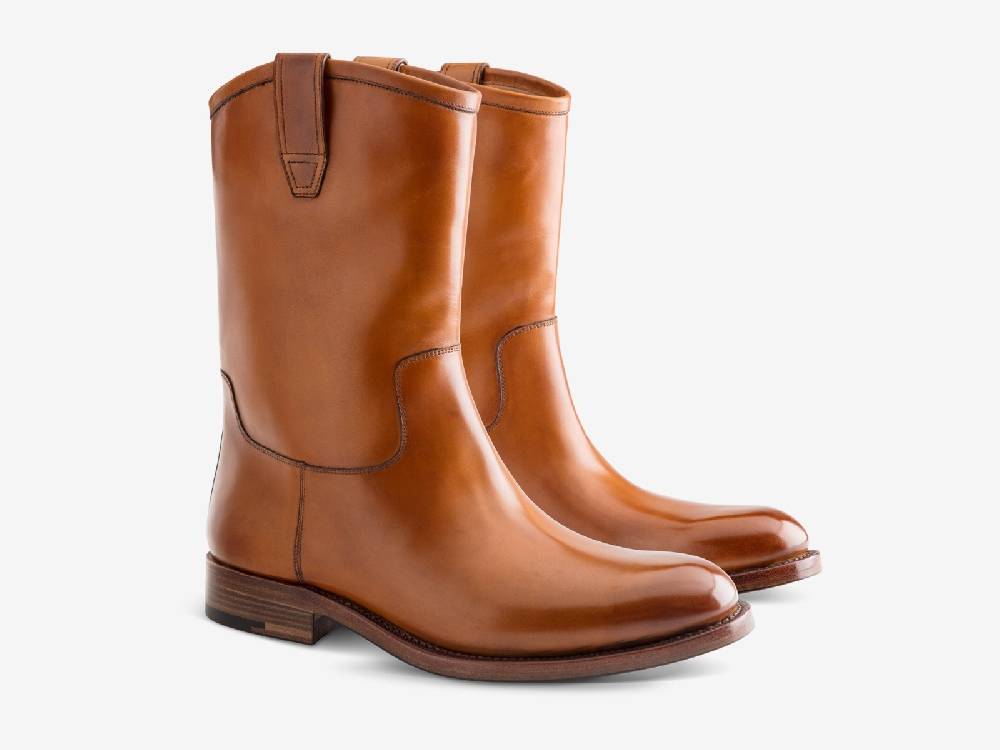 Paolo Sartori Art. 775 Boots in Antiqued Cognac Leather Nuova