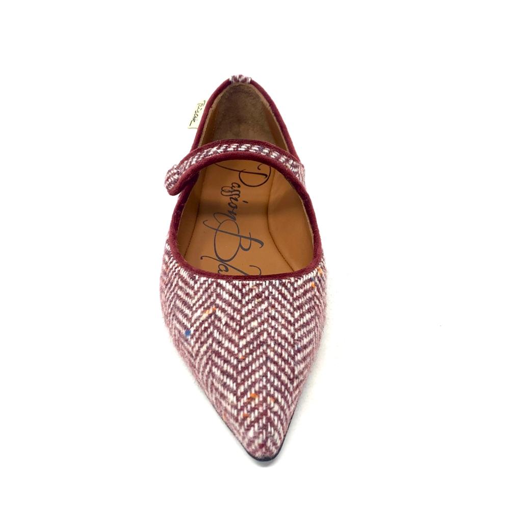 Passion Blanche Sophia Tweed in Lana Bianca-Bordeaux Novità