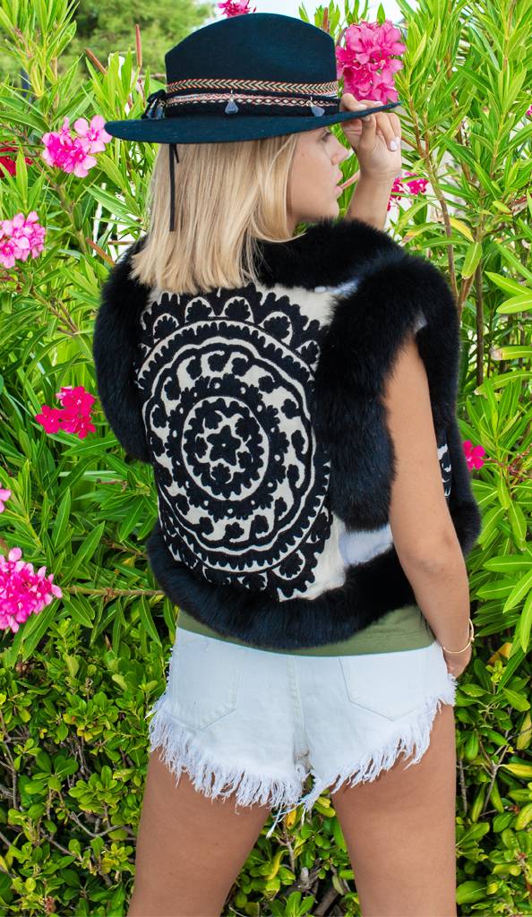 Passion Blanche GILET VOLPE NERA Vendita Calda
