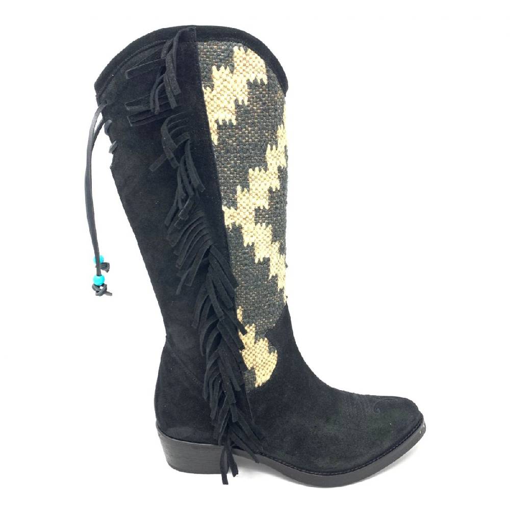 Passion Blanche Texano crosta nera e kilim Suola cuoio Vendita