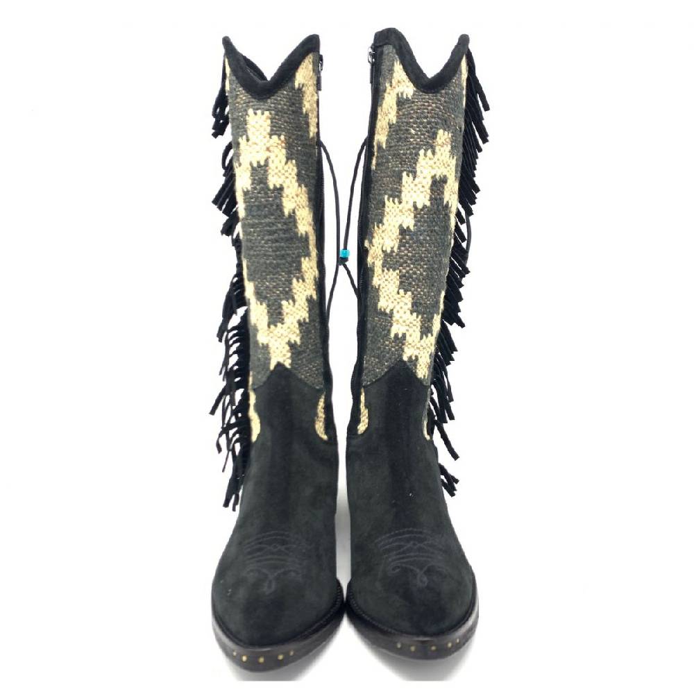 Passion Blanche Texano crosta nera e kilim Suola cuoio Vendita