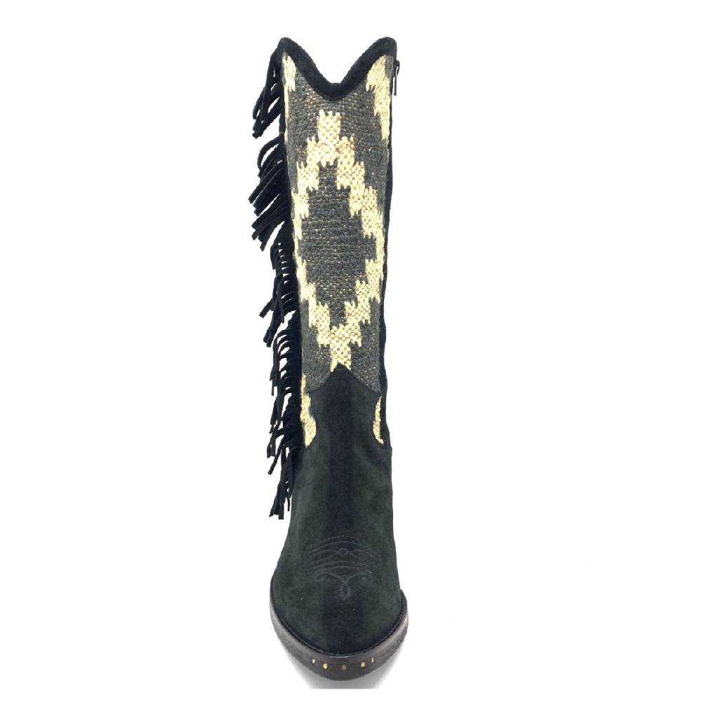 Passion Blanche Texano crosta nera e kilim Suola cuoio Vendita