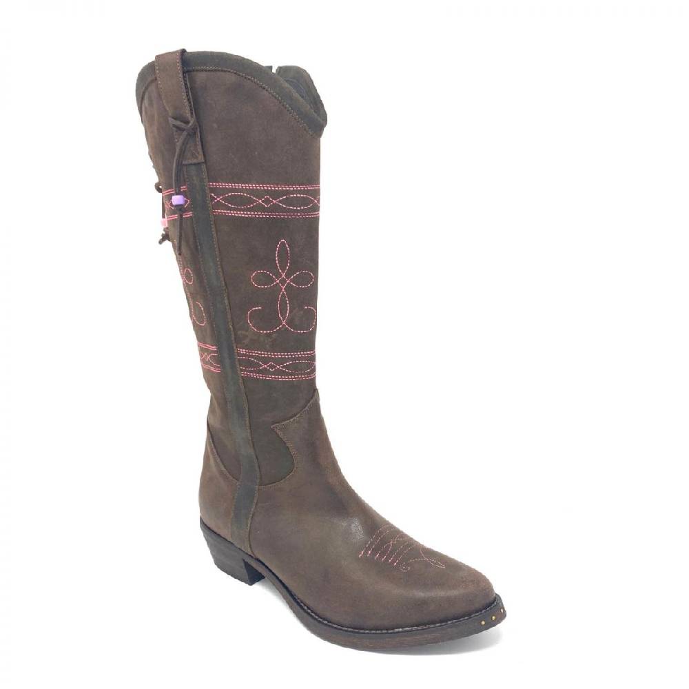 Passion Blanche Texano Flowers Pelle t.moro + ricamo rosa suola in cuoio Sottocosto