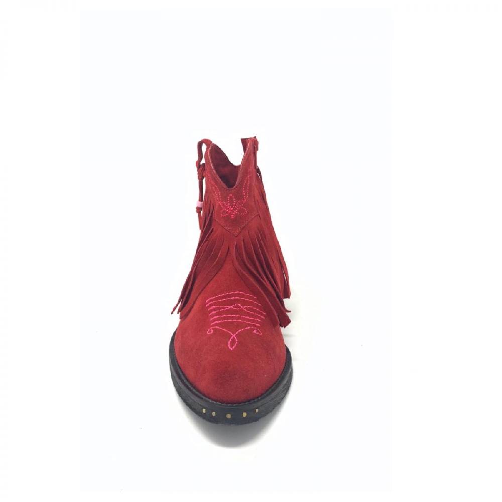 Passion Blanche Texano basso frangia crosta rossa + ricamo fucsia suola in cuoio Hotsell