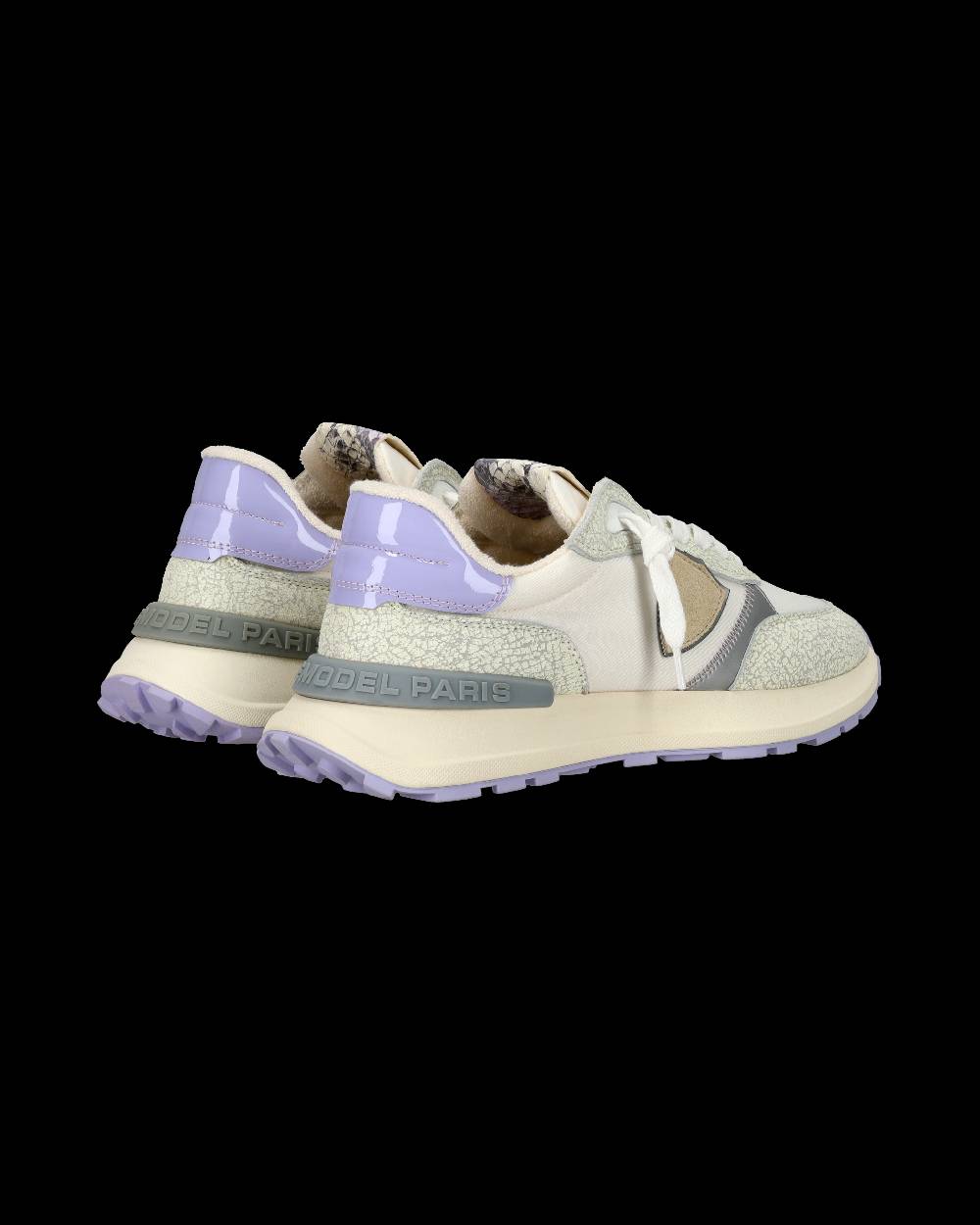 Philippe Model Sneaker sportive Antibes da donna in nylon e pelle - Bianco e viola Saldi Di Fabbrica
