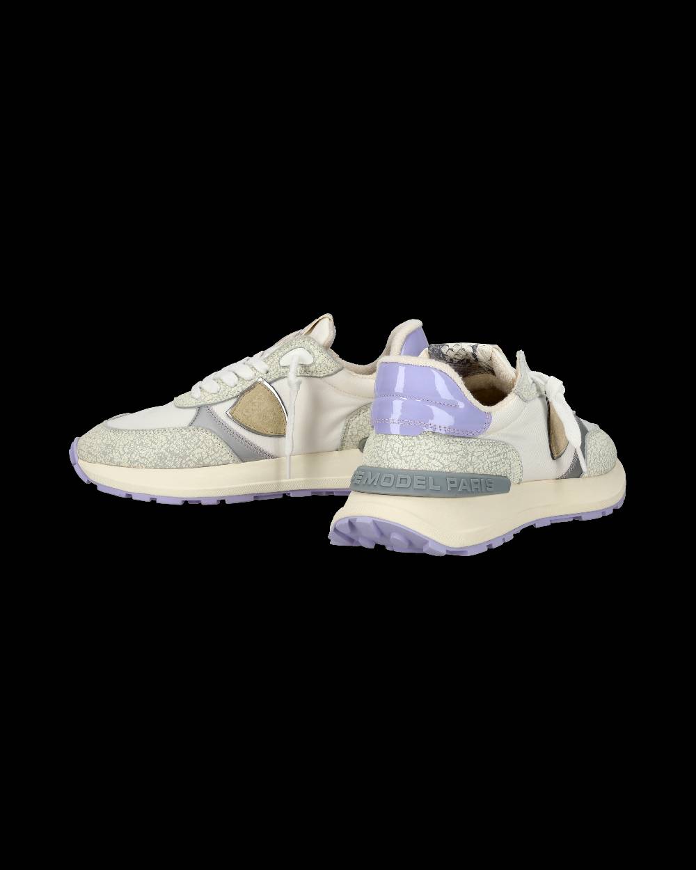 Philippe Model Sneaker sportive Antibes da donna in nylon e pelle - Bianco e viola Saldi Di Fabbrica