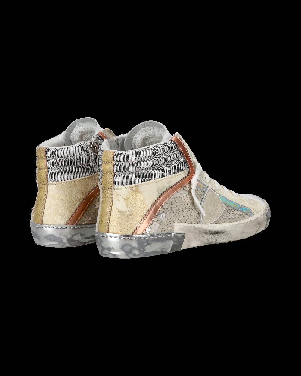 Philippe Model Sneaker casual Prsx da donna in pelle con inserti in paillettes - Bianco I Più Venduti