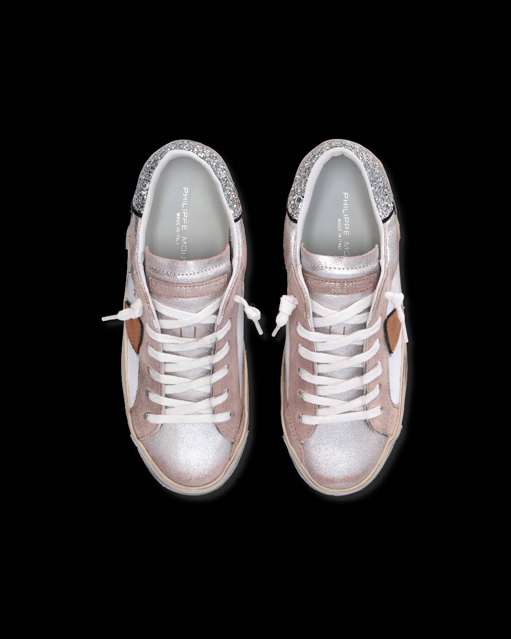 Philippe Model Sneaker basse Paris donna - glitter rosa e bianco Acquista Ora