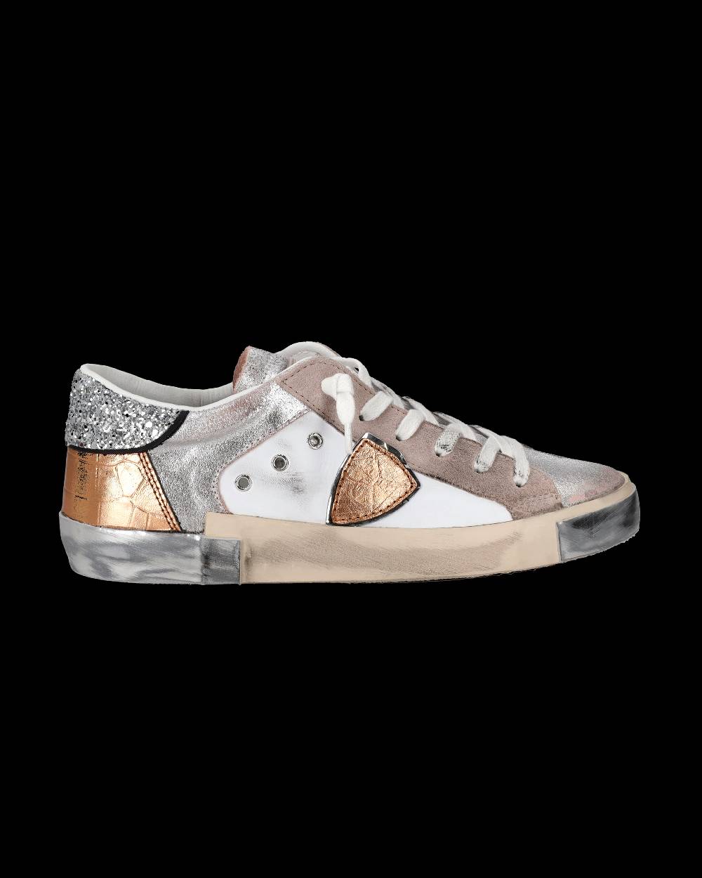 Philippe Model Sneaker basse Paris donna - glitter rosa e bianco Acquista Ora