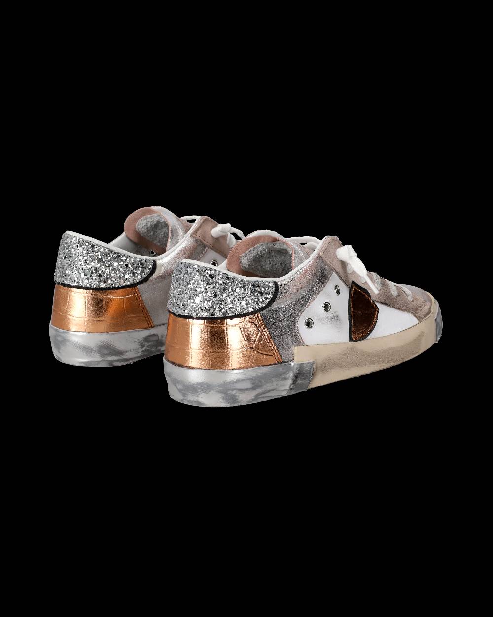 Philippe Model Sneaker basse Paris donna - glitter rosa e bianco Acquista Ora