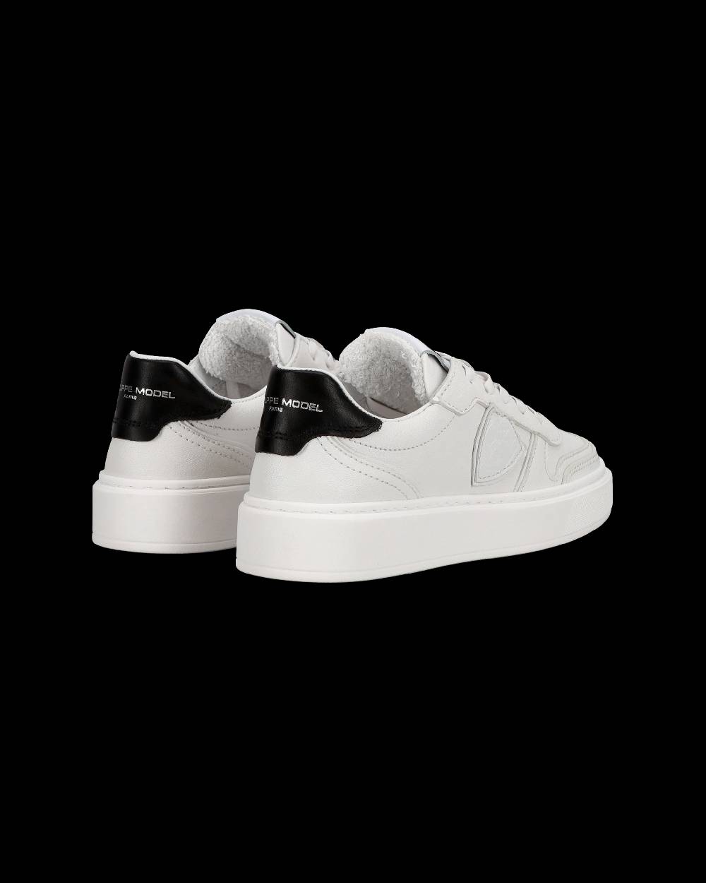 Philippe Model Sneakers basse Nice da Ragazzi in pelle, Bianco Nero Shopping Online