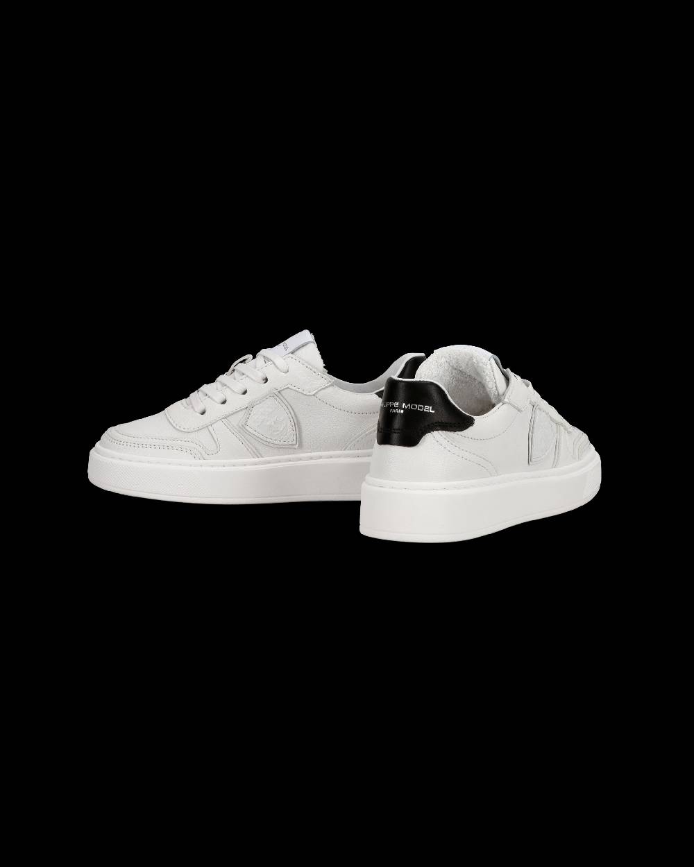 Philippe Model Sneakers basse Nice da Ragazzi in pelle, Bianco Nero Shopping Online