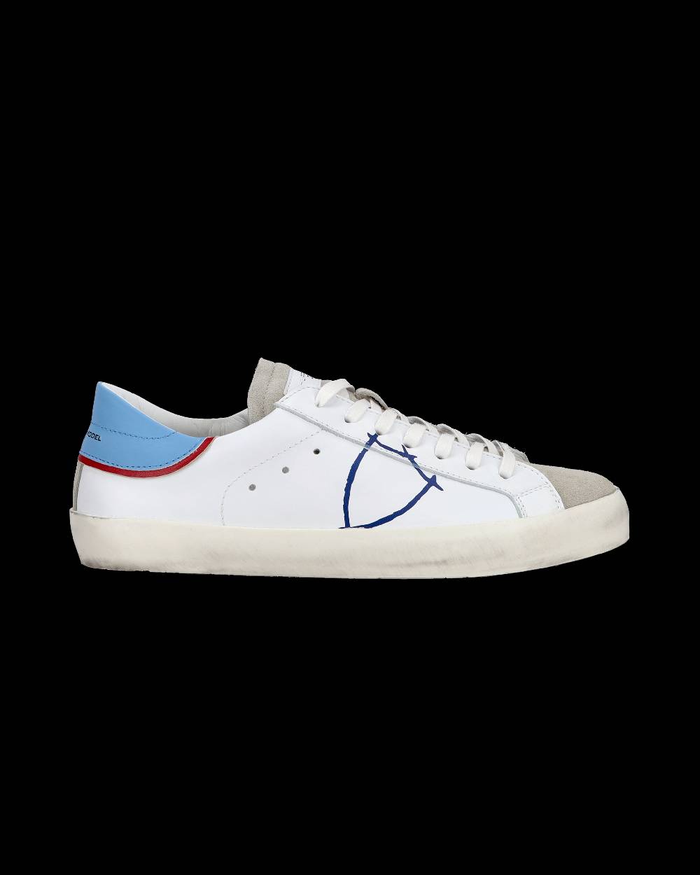 Philippe Model Sneakers basse Paris da Ragazzo in pelle, Bianco Azzurro Convenienza
