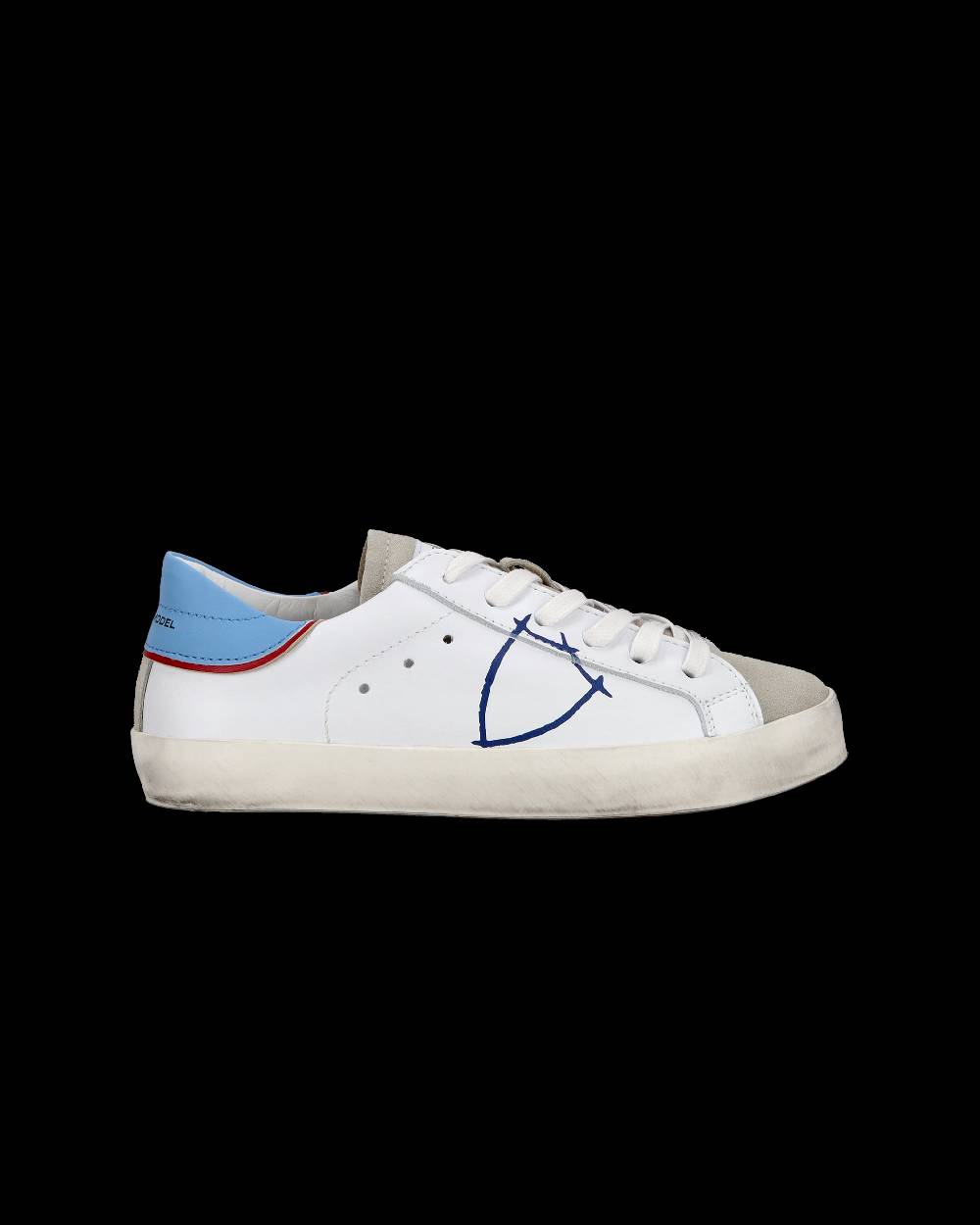 Philippe Model Sneakers basse Paris da Bambino in pelle, Bianco Azzurro Novità