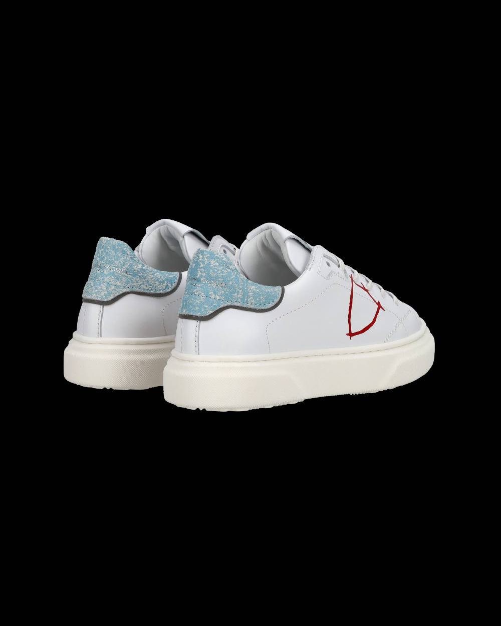 Philippe Model Sneakers Temple basse da Bambino in pelle, Bianco Azzurro Presa