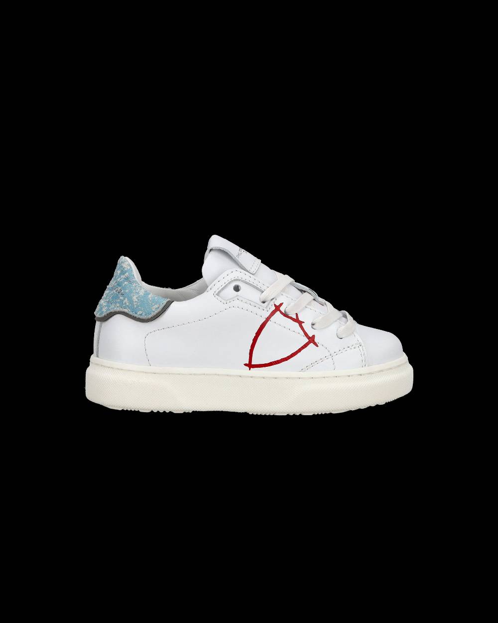 Philippe Model Sneakers basse Temple da Bambino in pelle, Bianco e Blu Sconto