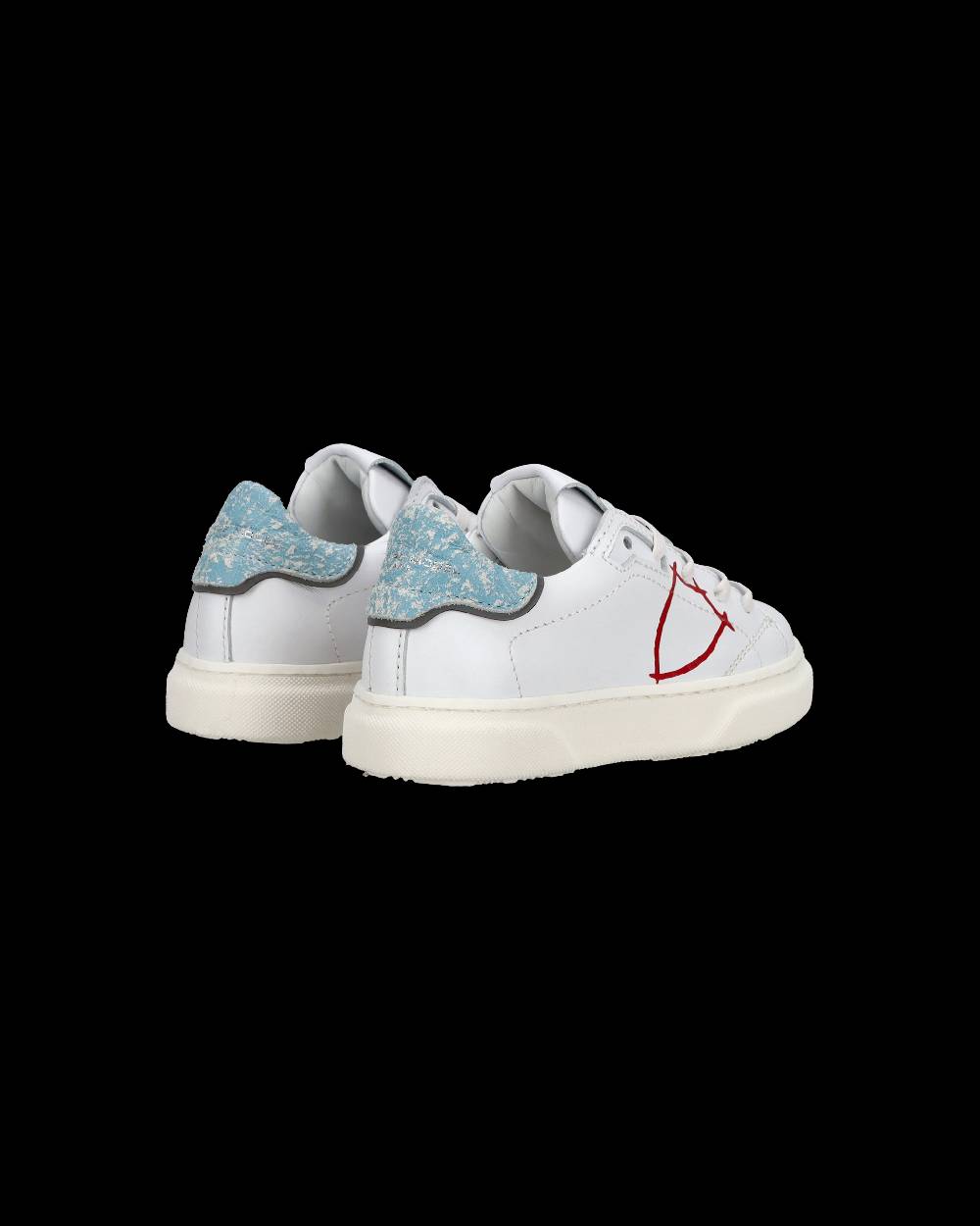 Philippe Model Sneakers basse Temple da Bambino in pelle, Bianco e Blu Sconto