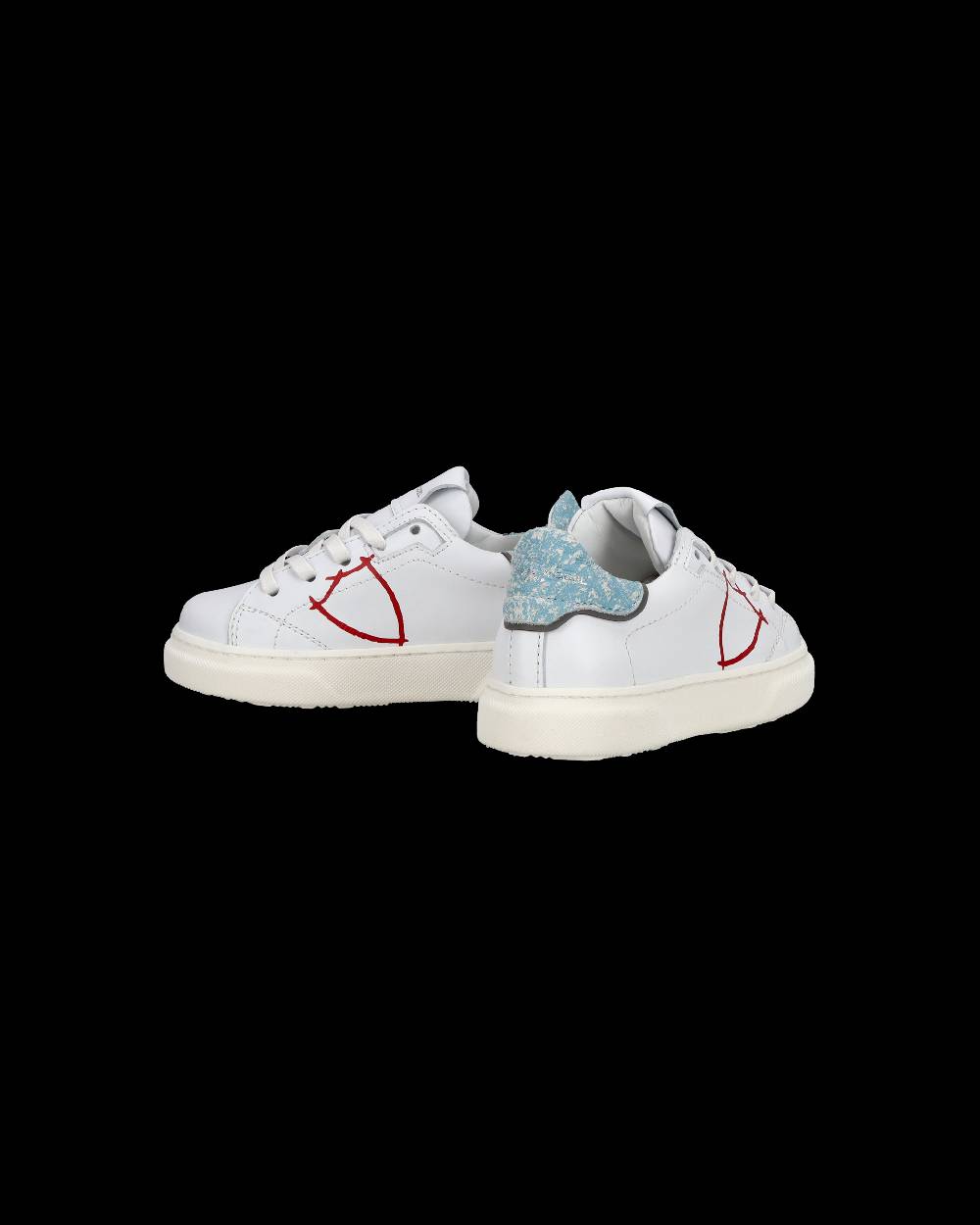 Philippe Model Sneakers basse Temple da Bambino in pelle, Bianco e Blu Sconto