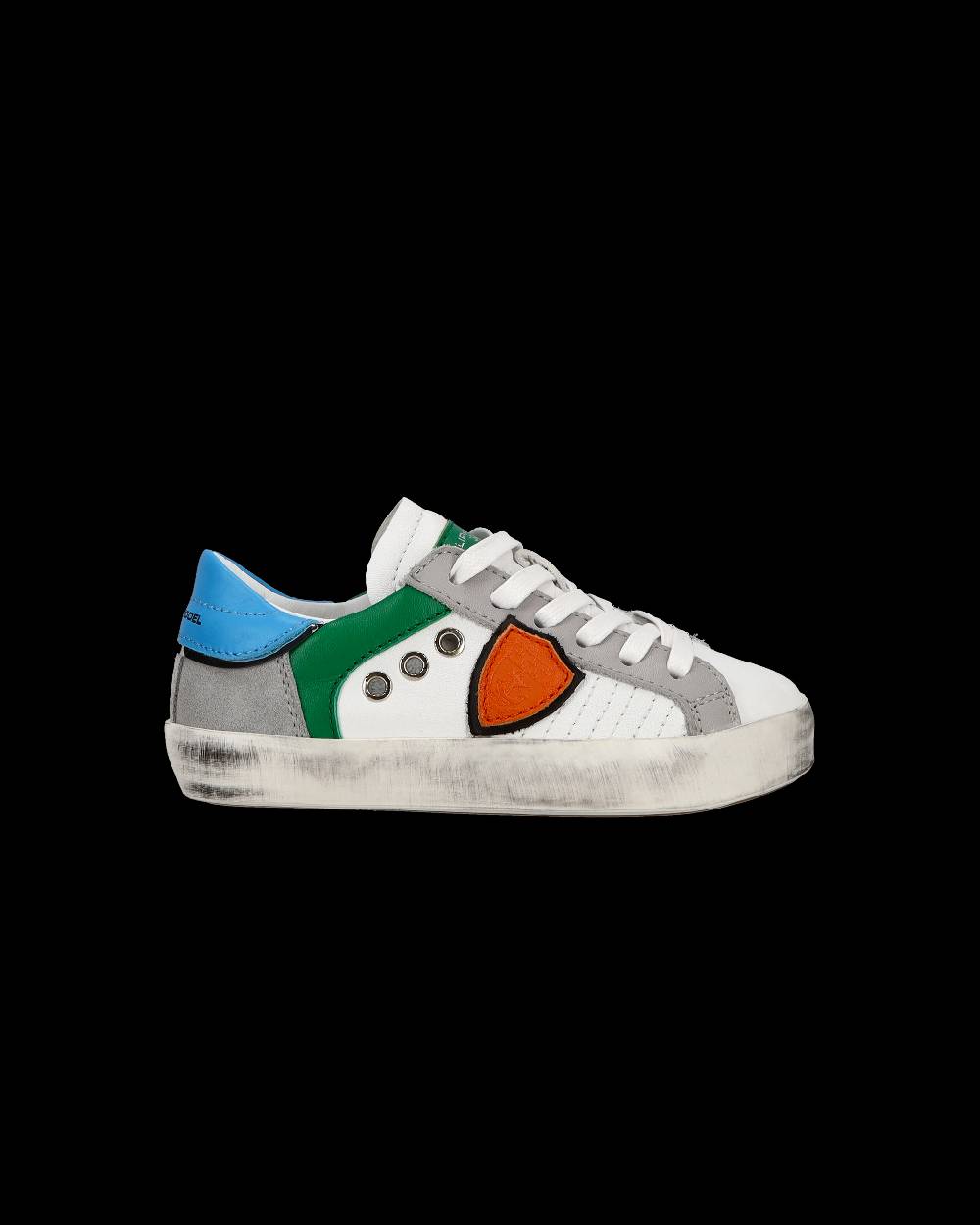 Philippe Model Sneakers basse Paris da Bambino in pelle, Bianco Verde Offerta