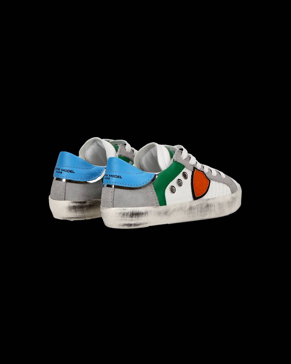 Philippe Model Sneakers basse Paris da Bambino in pelle, Bianco Verde Offerta