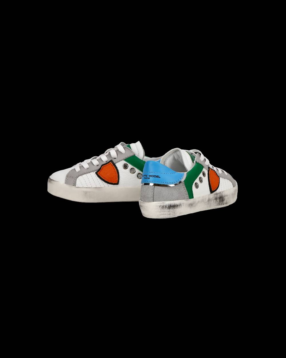 Philippe Model Sneakers basse Paris da Bambino in pelle, Bianco Verde Offerta