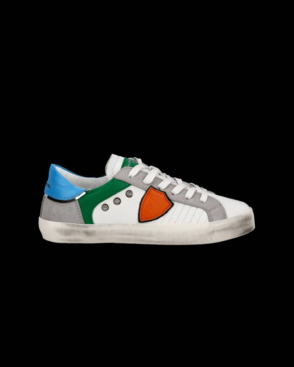 Philippe Model Sneakers Paris basse da Ragazzo in pelle, Bianco Verde Economico