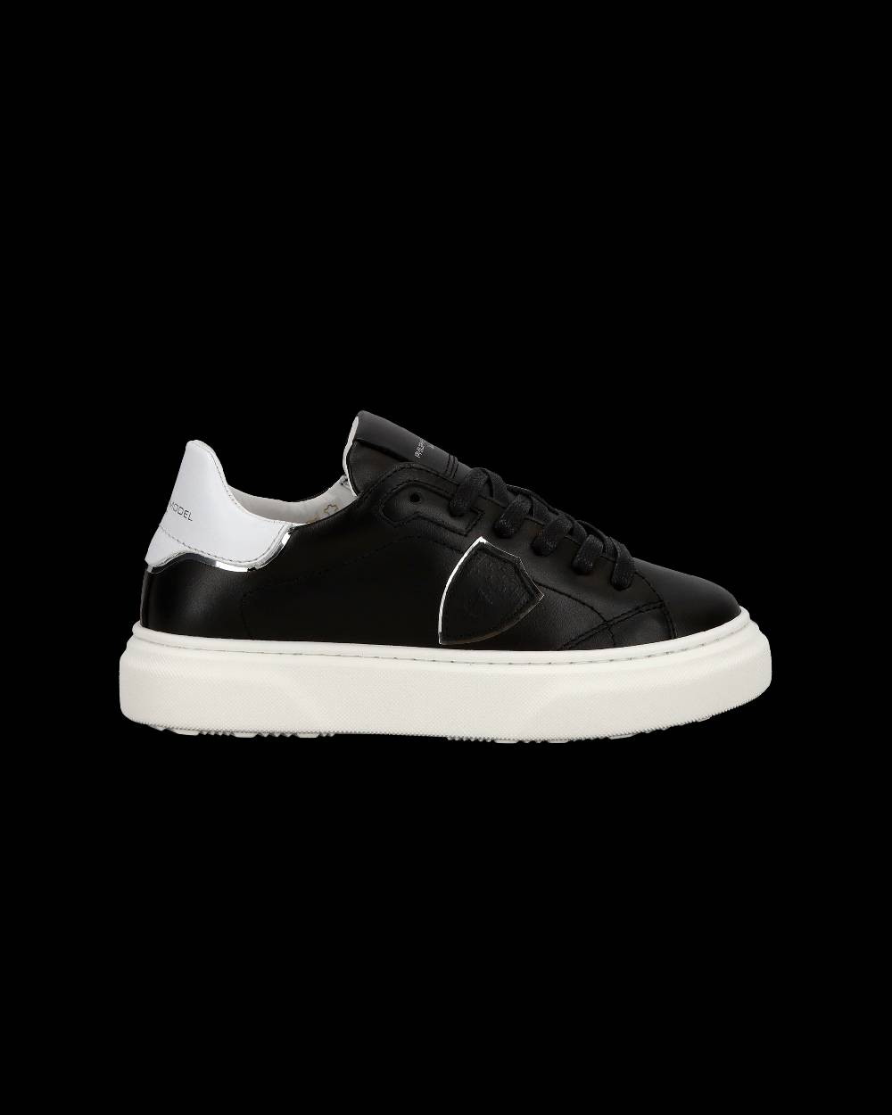 Philippe Model Junior Temple Low-Top Sneakers in Leather, Black White Discount Store per i nuovi prodotti
