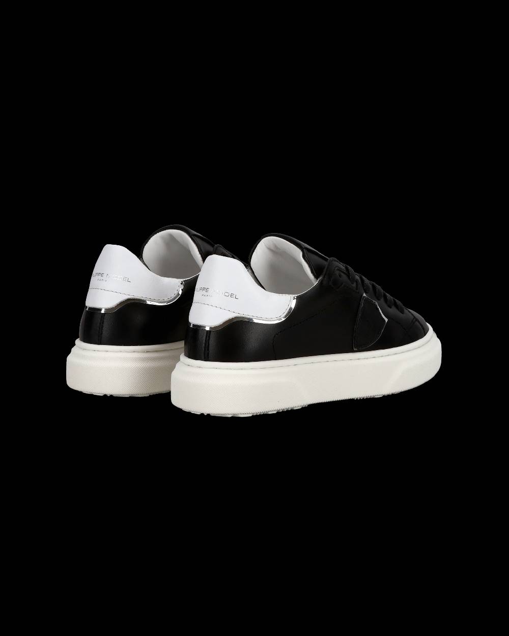 Philippe Model Junior Temple Low-Top Sneakers in Leather, Black White Discount Store per i nuovi prodotti