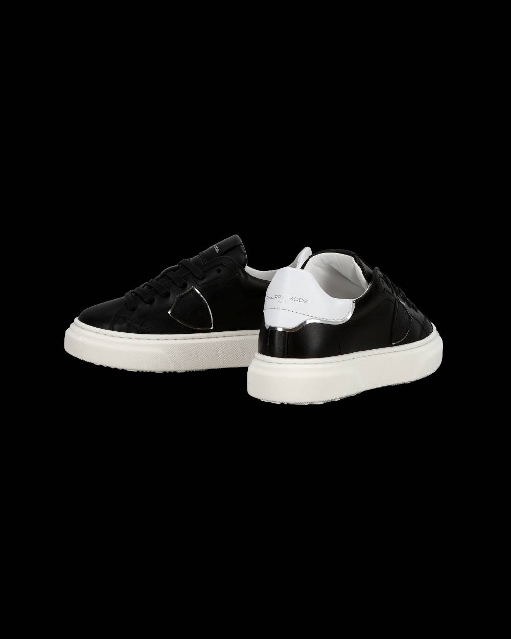 Philippe Model Junior Temple Low-Top Sneakers in Leather, Black White Discount Store per i nuovi prodotti