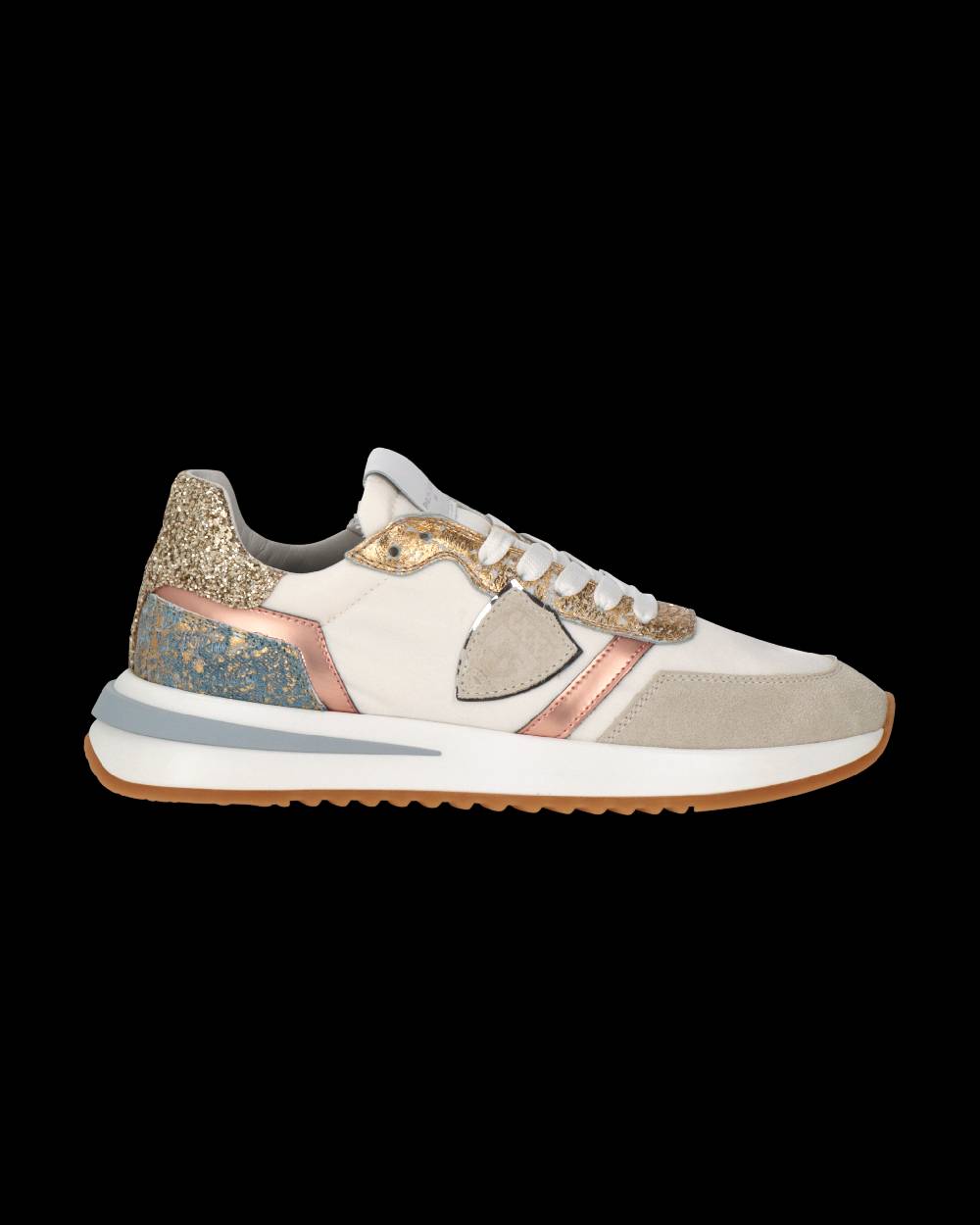 Philippe Model Sneaker Tropez 2.1 Donna, Bianco Oro e Azzurro Italia