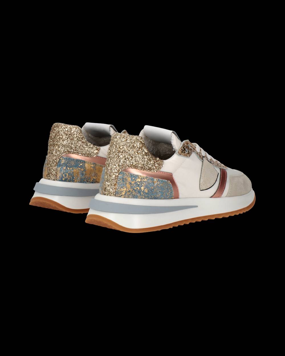 Philippe Model Sneaker Tropez 2.1 Donna, Bianco Oro e Azzurro Italia