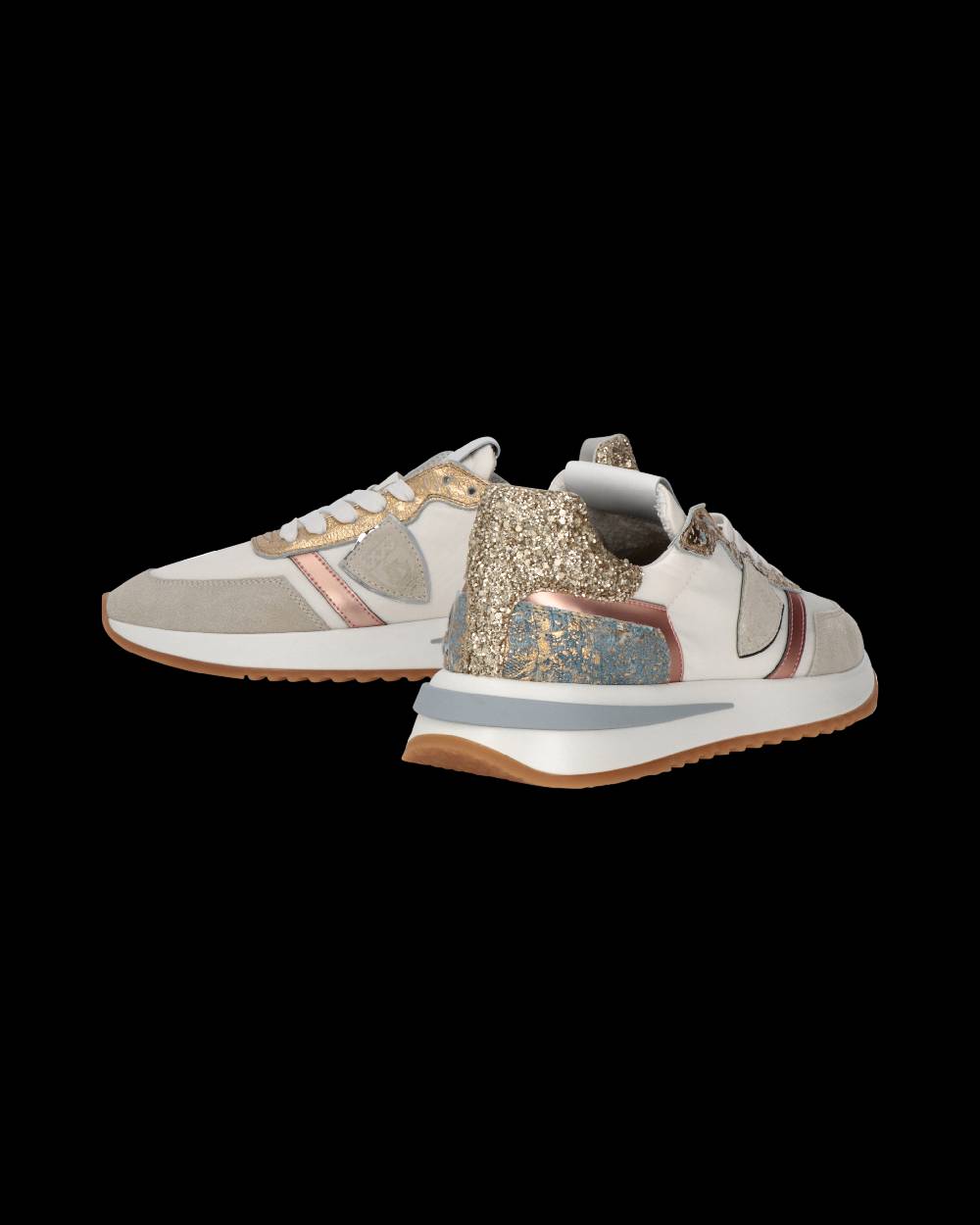 Philippe Model Sneaker Tropez 2.1 Donna, Bianco Oro e Azzurro Italia