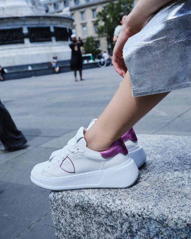 Philippe Model Sneaker basse Tres Temple donna - bianco e fucsia Soddisfazione Garantita