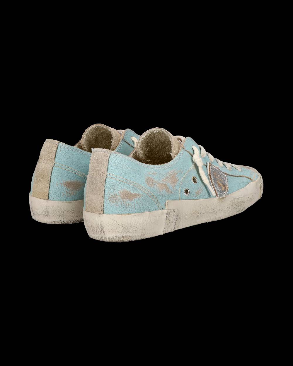 Philippe Model Sneaker bassa PRSX donna in pelle craquelé - verde acqua In Vendita