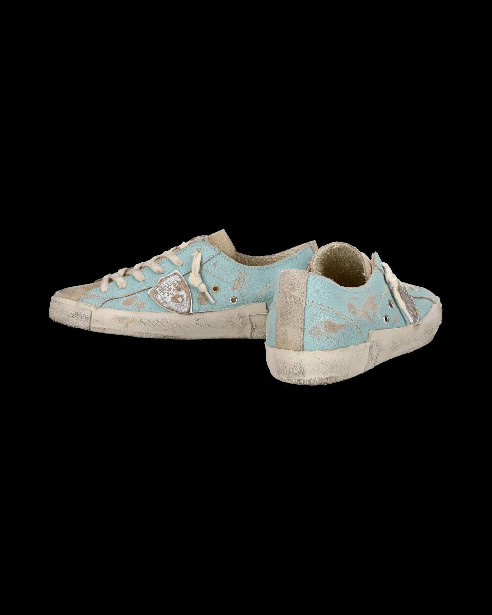 Philippe Model Sneaker bassa PRSX donna in pelle craquelé - verde acqua In Vendita
