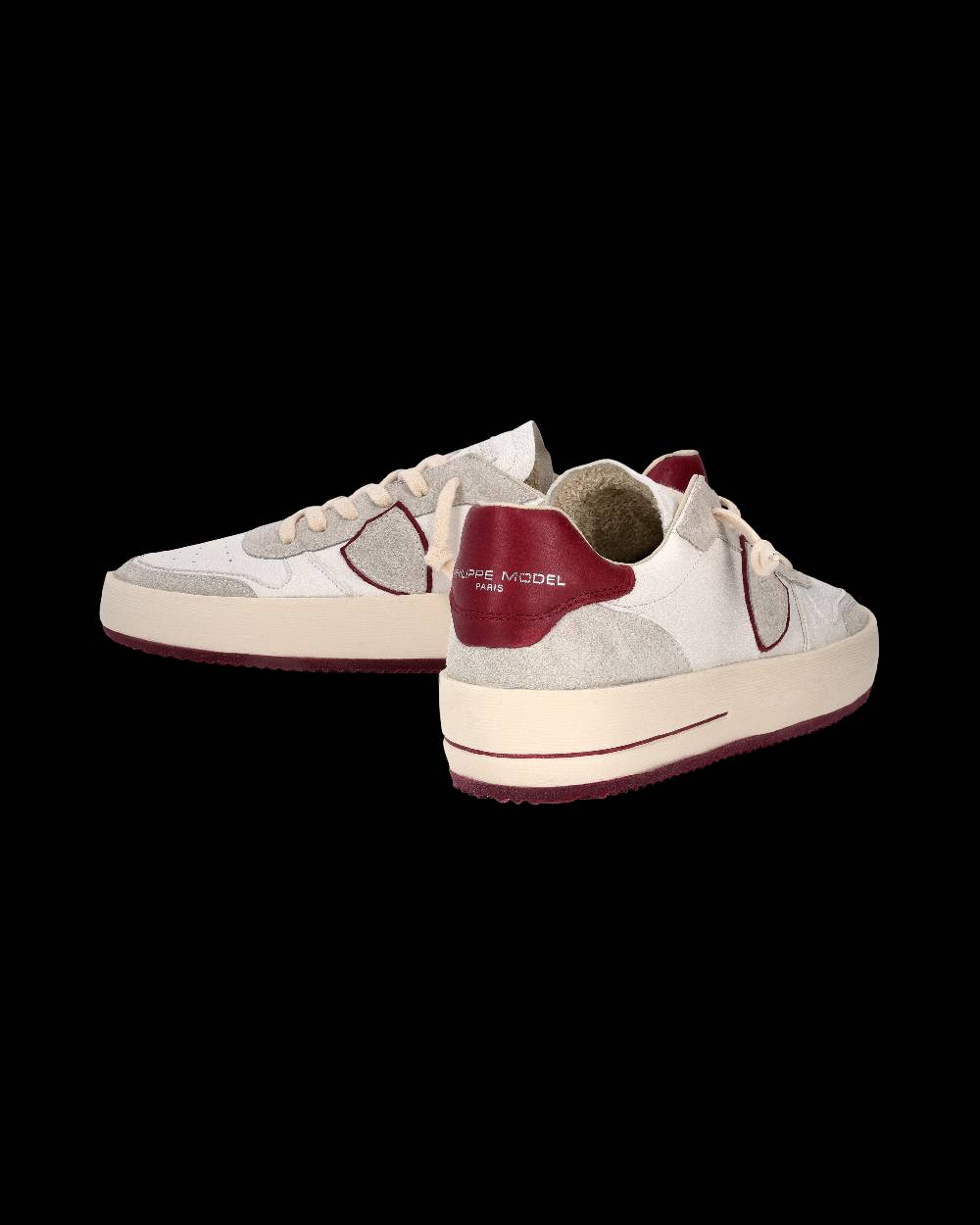 Philippe Model Sneaker Nice Uomo, Bianco e Bordeaux Fino Al -60%