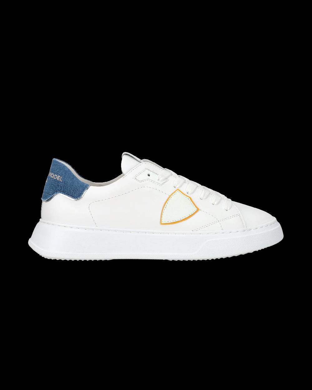 Philippe Model Sneaker casual Temple da uomo in pelle e denim - Blu e bianco Presa