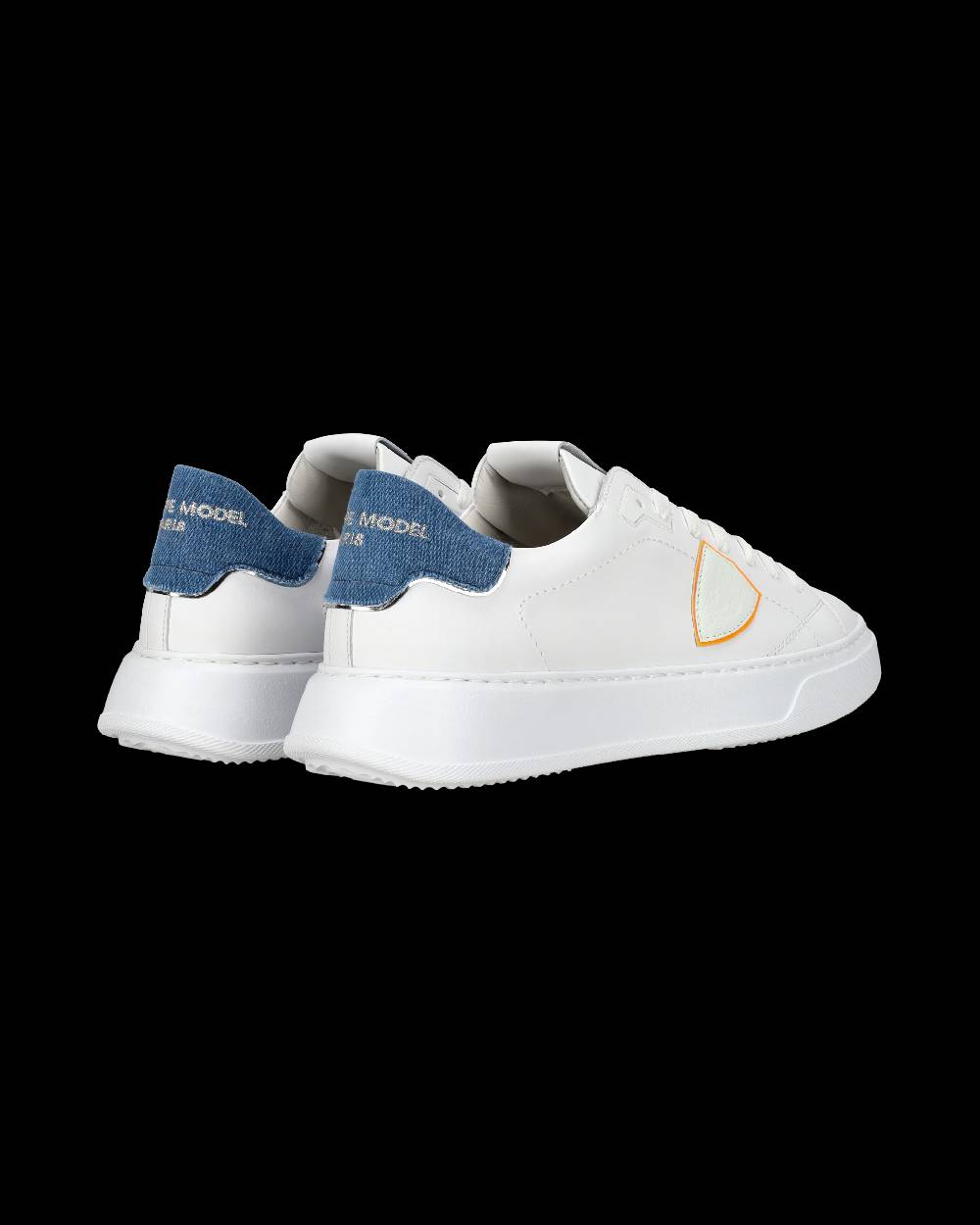 Philippe Model Sneaker casual Temple da uomo in pelle e denim - Blu e bianco Presa