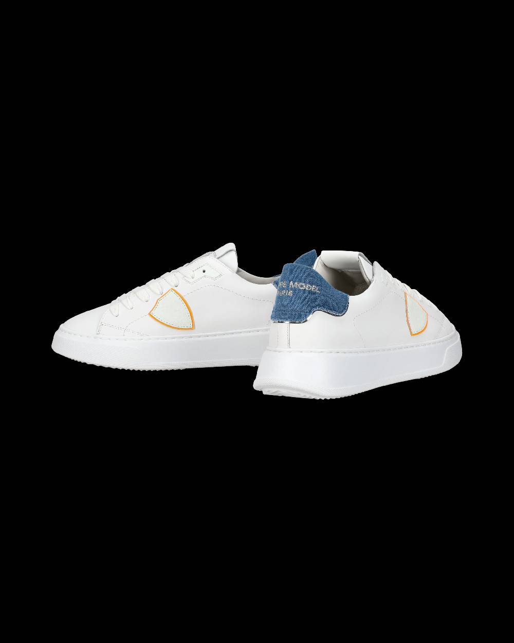 Philippe Model Sneaker casual Temple da uomo in pelle e denim - Blu e bianco Presa