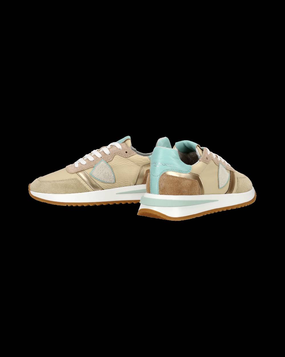 Philippe Model Sneaker casual Tropez 2.1 da donna in nylon e pelle - Turchese e beige I Più Venduti