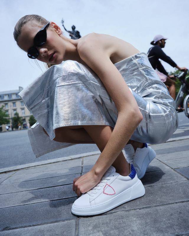 Philippe Model Sneaker basse Tres Temple donna - bianco e bluette In Linea
