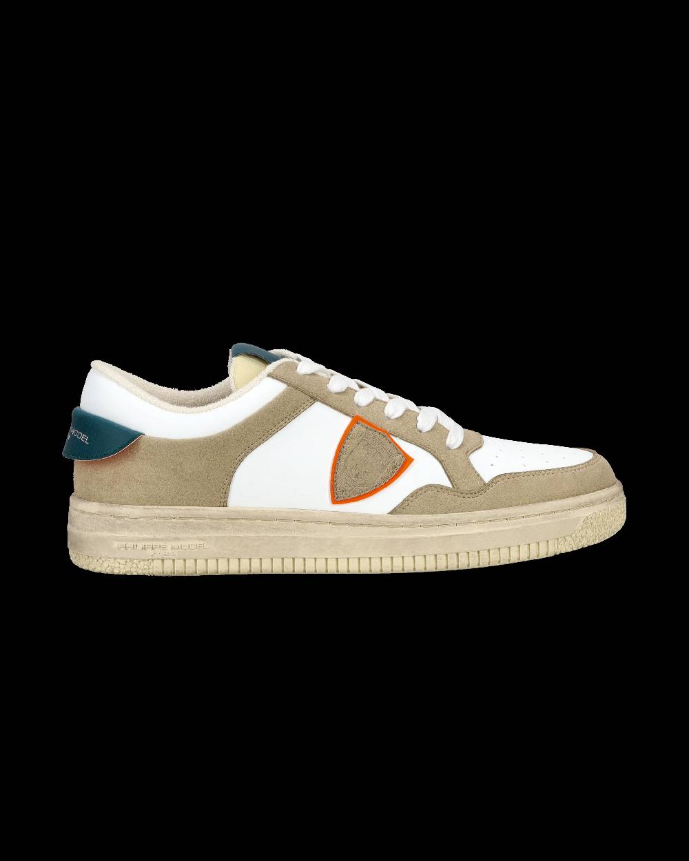 Philippe Model Sneaker streetwear Lyon da uomo in pelle riciclata - Bianco, verde e arancione Vendita