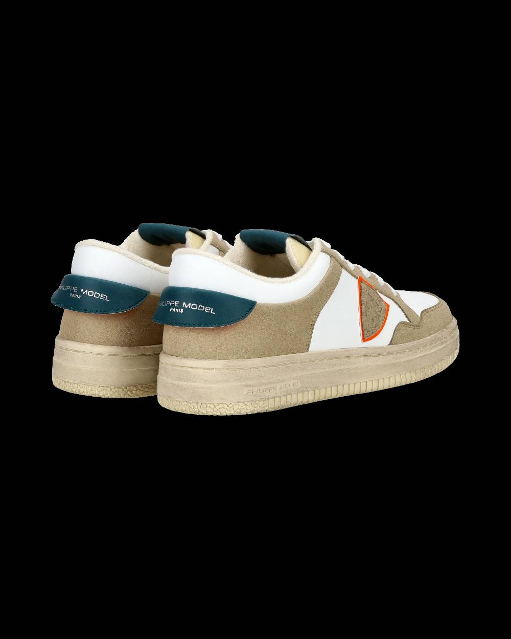 Philippe Model Sneaker streetwear Lyon da uomo in pelle riciclata - Bianco, verde e arancione Vendita