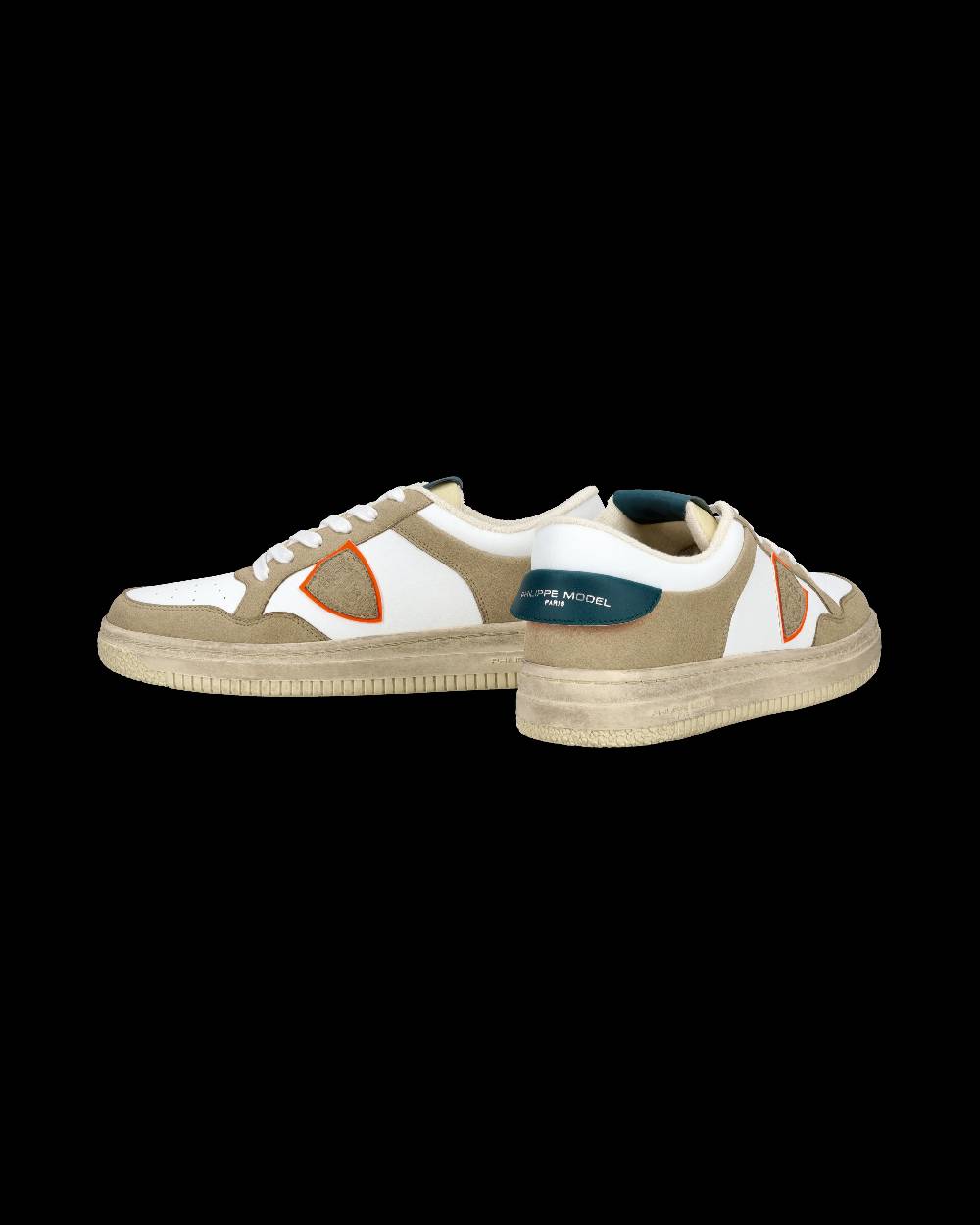 Philippe Model Sneaker streetwear Lyon da uomo in pelle riciclata - Bianco, verde e arancione Vendita