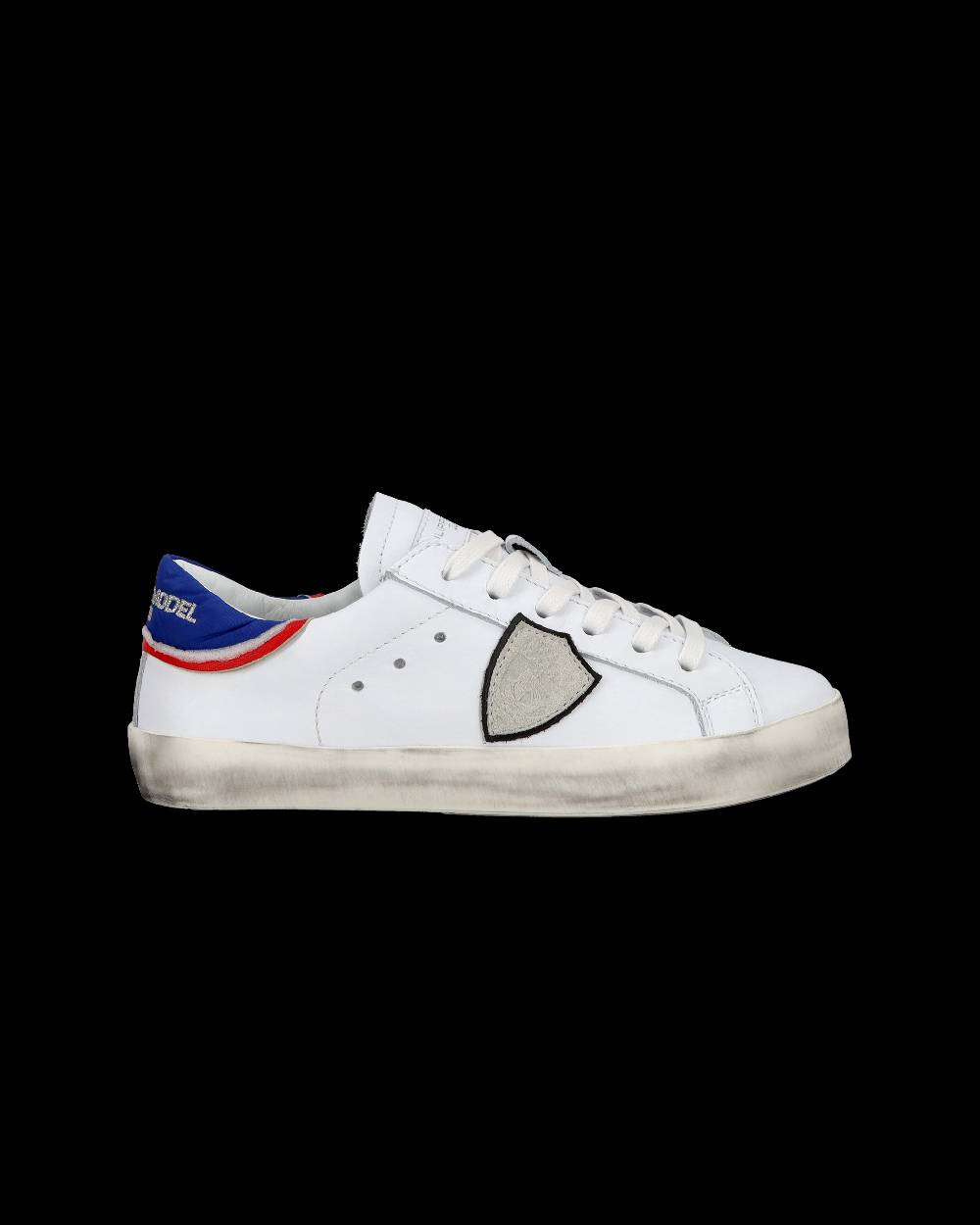 Philippe Model Junior Paris Low-Top Sneakers in Leather, White Blue Pezzi Unici