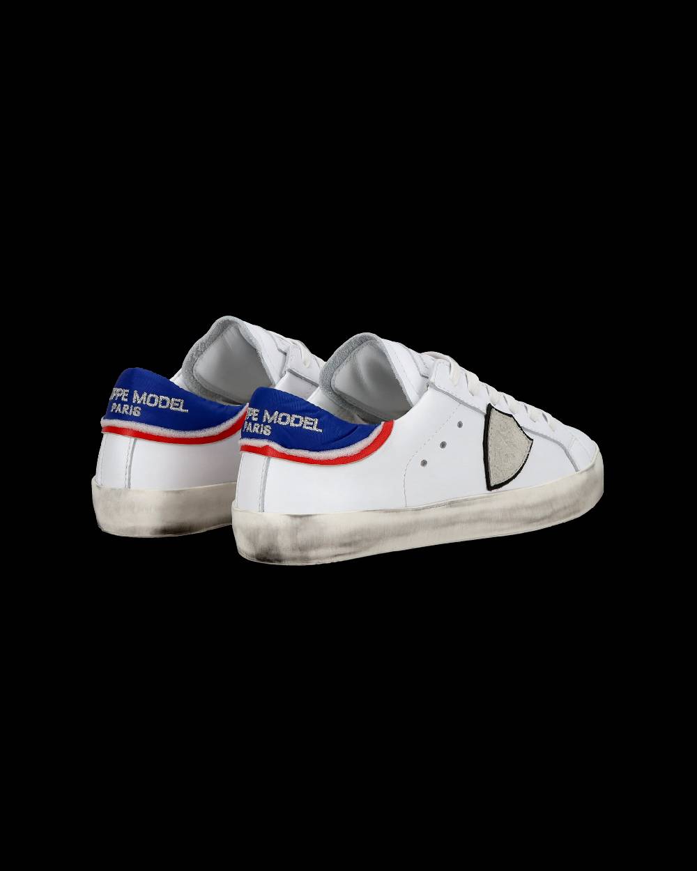 Philippe Model Junior Paris Low-Top Sneakers in Leather, White Blue Pezzi Unici