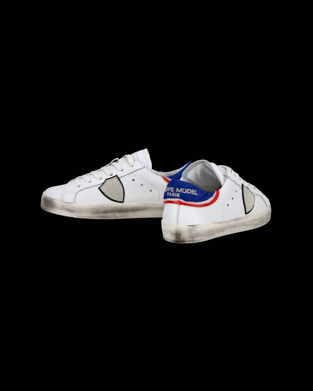 Philippe Model Junior Paris Low-Top Sneakers in Leather, White Blue Pezzi Unici