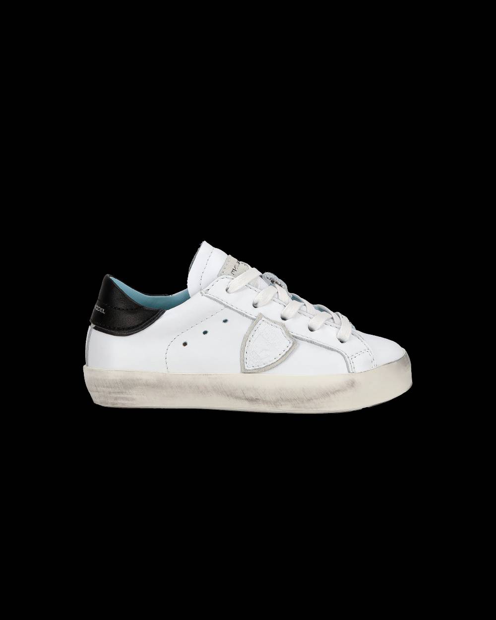 Philippe Model Baby Paris Low-Top Sneakers in Leather, White Black Negozi Online